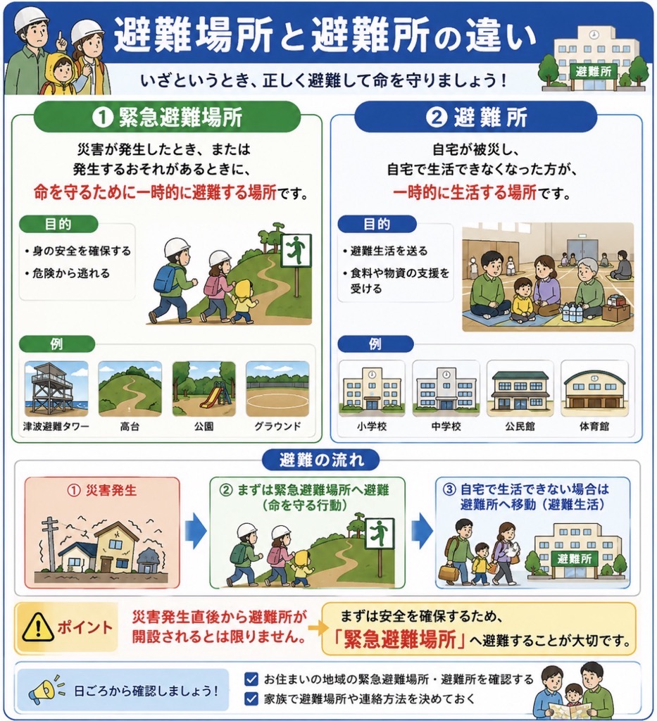 避難場所と避難所の違い